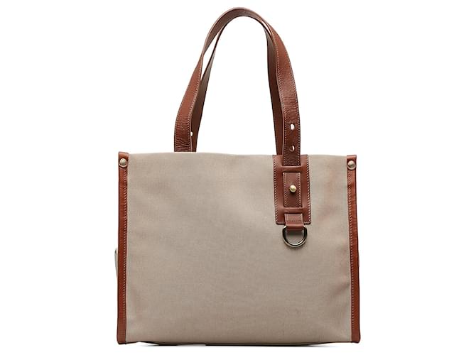 Beige Burberry Canvas Tote Bag Leather  ref.1238215