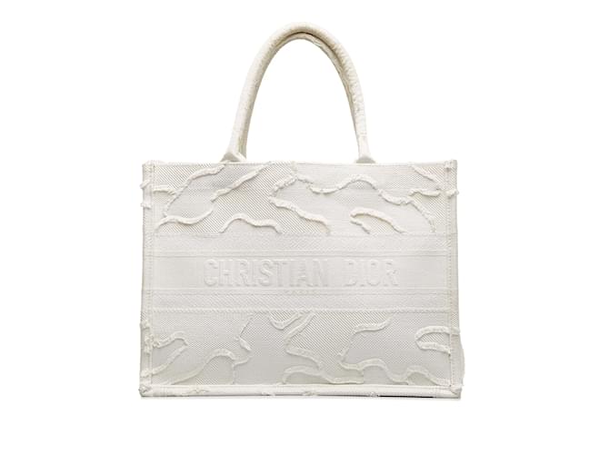 White Dior Medium Camouflage Book Tote Cloth  ref.1238221