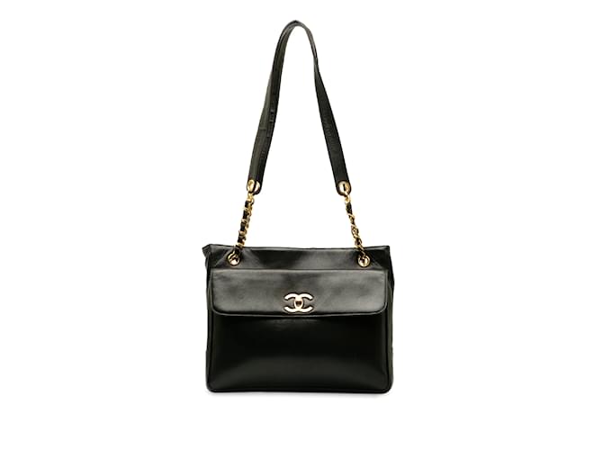 Schwarze Chanel CC Lammleder-Tasche mit Vordertasche  ref.1238223