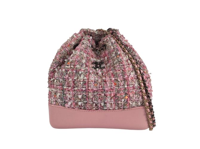 Pink Chanel Tweed Gabrielle Drawstring Backpack