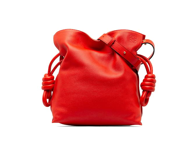 Red Loewe Flamenco Knot Crossbody Bag Leather  ref.1238276