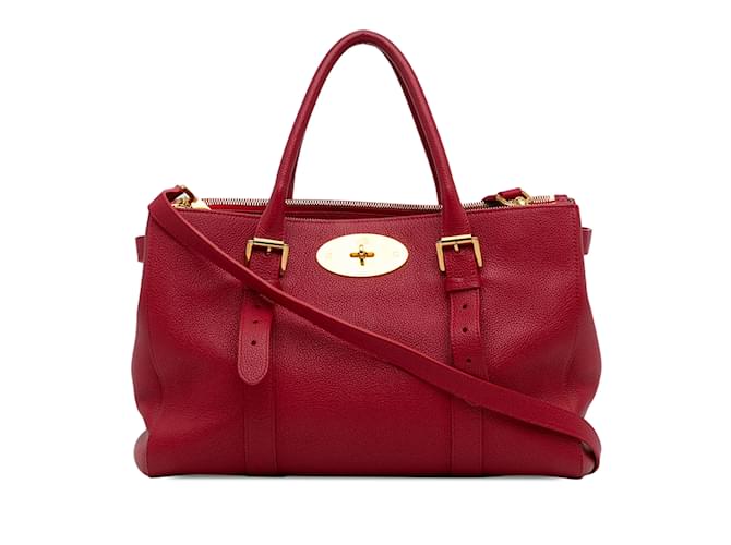Bolso satchel con cremallera y forro Bayswater de Red Mulberry Roja Cuero  ref.1238282