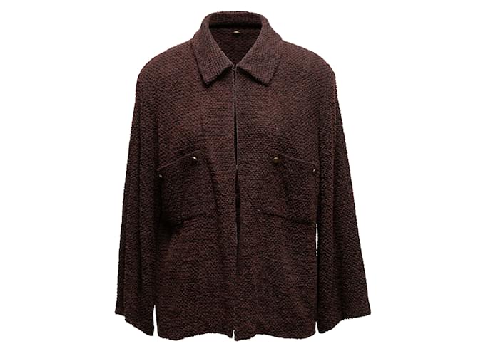 Autre Marque Vintage Brown & Black Chanel Boutique Wool Boucle Jacket Size US M/l  ref.1238287