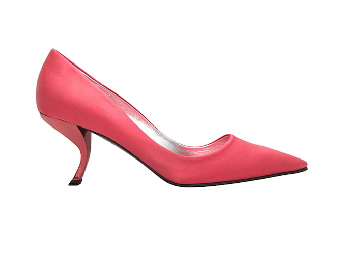 Pink Roger Vivier Satin Pointed-Toe Comma Heels Size 39 Cloth  ref.1238303