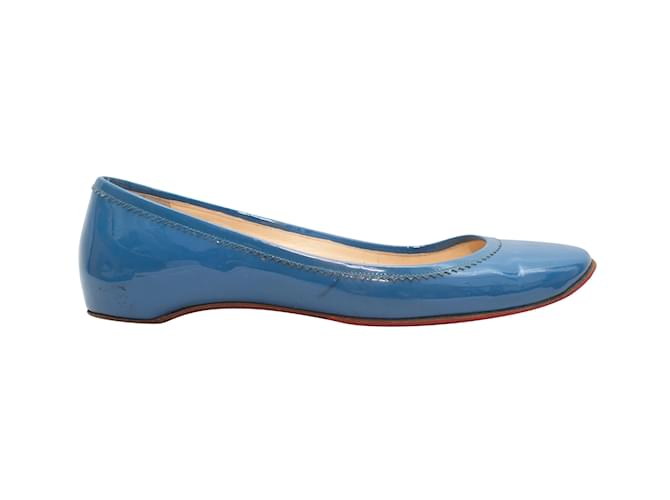 Bleu Christian Louboutin Vernis Ballerines Taille 37 Cuir  ref.1238305