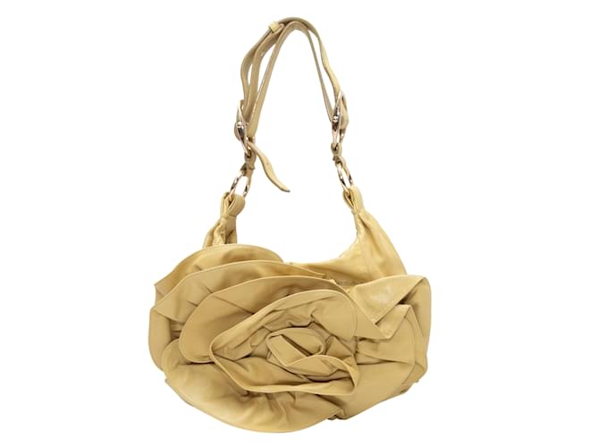 Vintage Chartreuse Yves Saint Laurent Nadja Floral Shoulder Bag Leather  ref.1238315