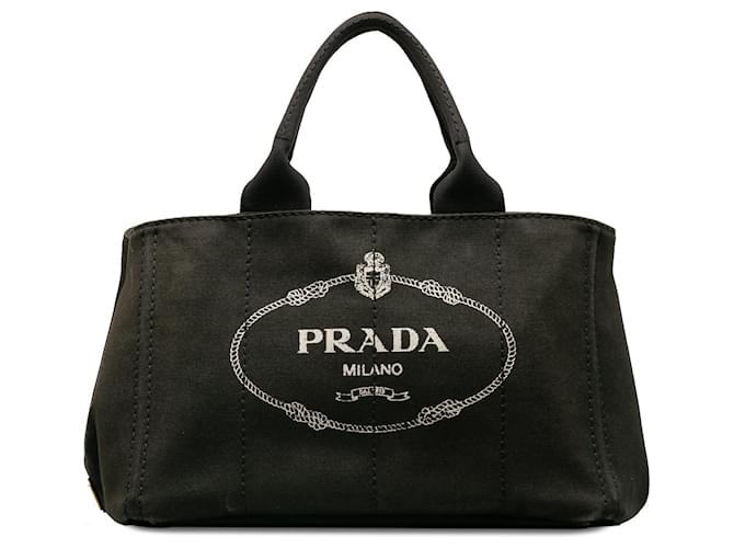 Black Prada Canapa Logo Tote Cloth  ref.1238319