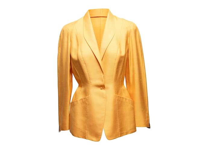 Vintage Yellow Thierry Mugler 1988 Silk Blazer Size FR 40  ref.1238334