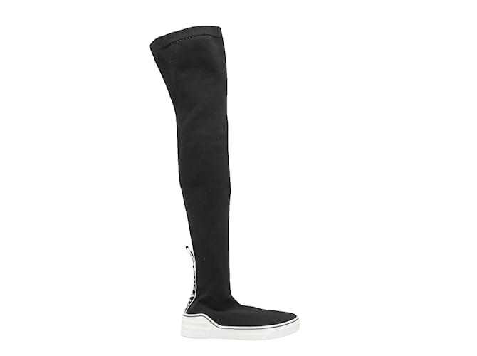 Baskets chaussettes au-dessus du genou Givenchy noires et blanches Taille 38.5 Caoutchouc  ref.1238335