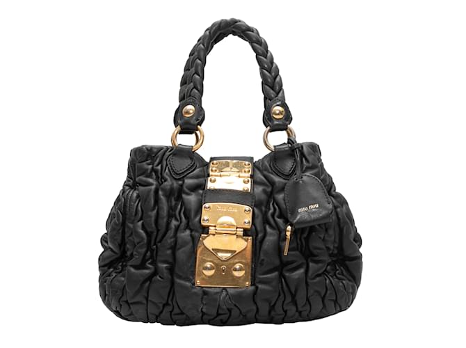 Black Miu Miu Crinkle Leather Crossbody Bag  ref.1238339