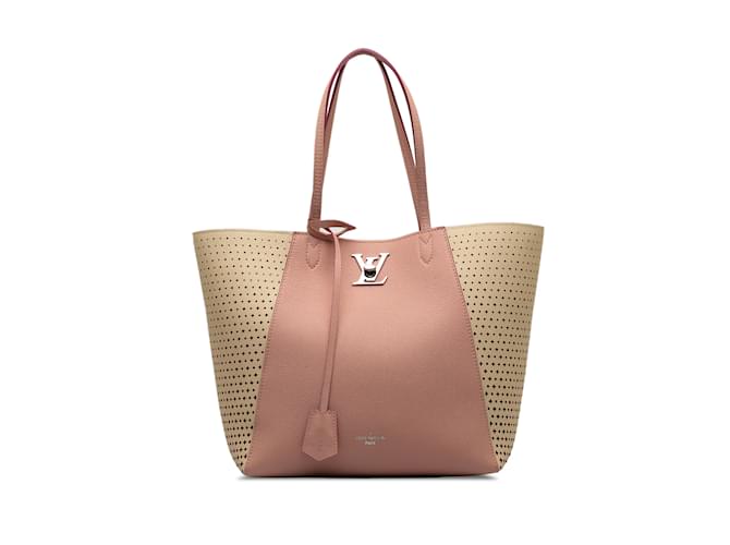 Rosa Louis Vuitton Perforierte Lockme Cabas Einkaufstasche Pink Leder  ref.1238359