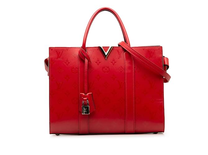 Borsa Louis Vuitton Monogram Cuir Plume Very Tote MM rossa Rosso Pelle  ref.1238361