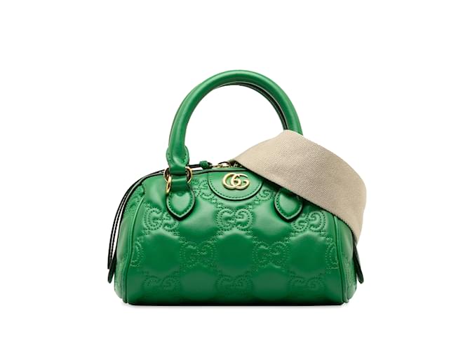 Bolsa Gucci Mini GG Matelasse Marmont Verde Couro  ref.1238363