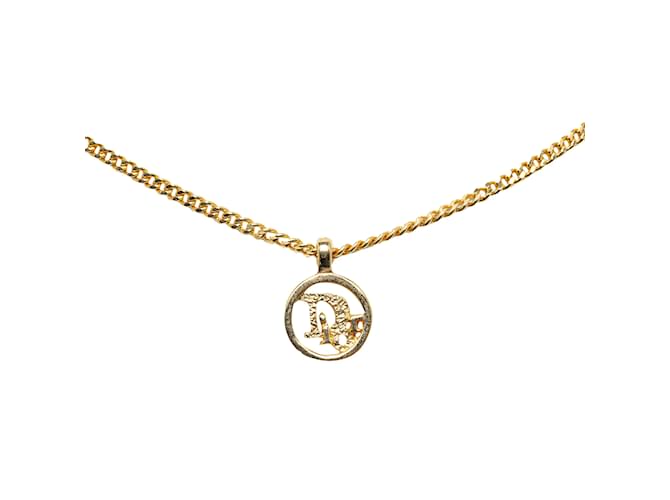 Collier pendentif logo CD Dior doré Or jaune  ref.1238374