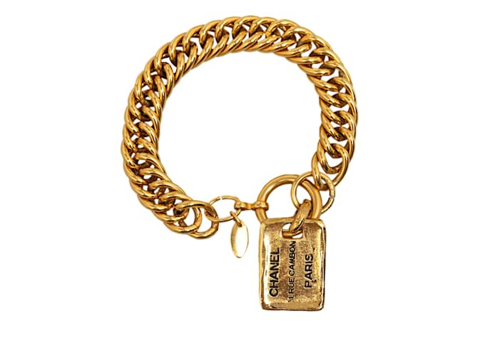 Gold Chanel Vintage 31 Rue Cambon Paris Link Charm Bracelet Golden Metal  ref.1238388