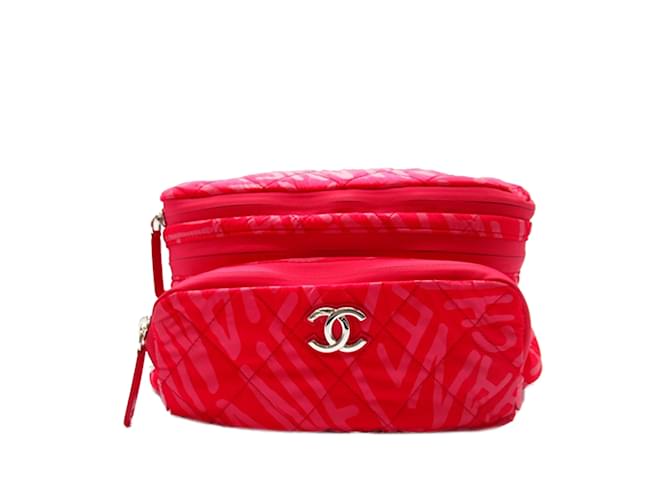 Rosafarbener Chanel-Coco-Neige-Umwandelbarer Nylon-Rucksack mit Print Pink Leder  ref.1238391