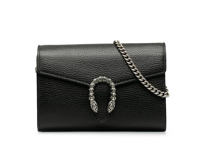 Black Gucci Dionysus Wallet On Chain Crossbody Bag Leather  ref.1238422