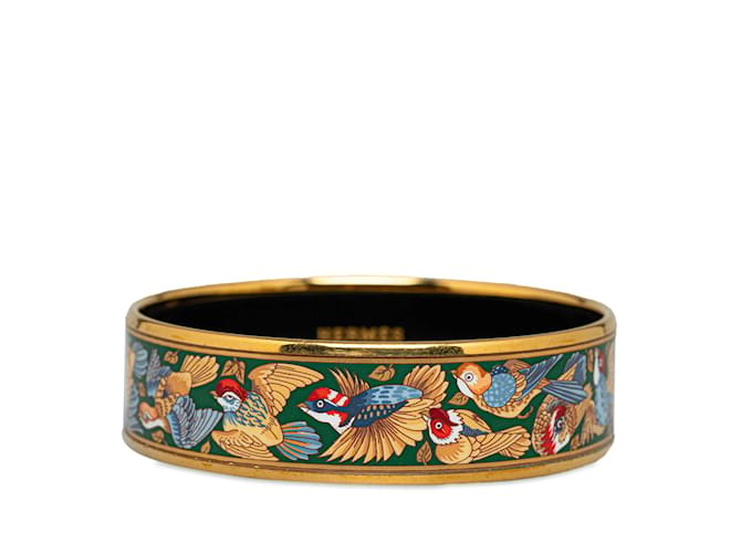 Hermès Pulseira de traje de pulseira de esmalte largo Hermes de ouro Dourado Metal  ref.1238424