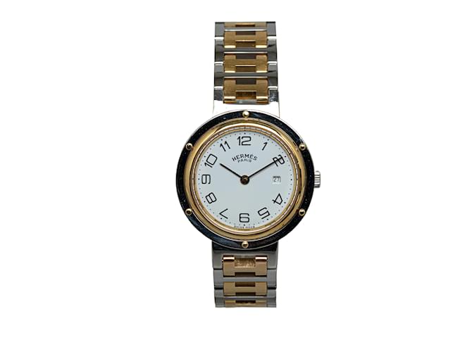 Silberne Hermès-Quarz-Edelstahl-Clipper-Uhr  ref.1238427
