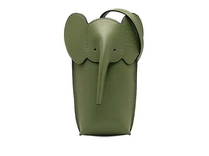 Bolso bandolera verde con bolsillo de elefante de Loewe Cuero  ref.1238430