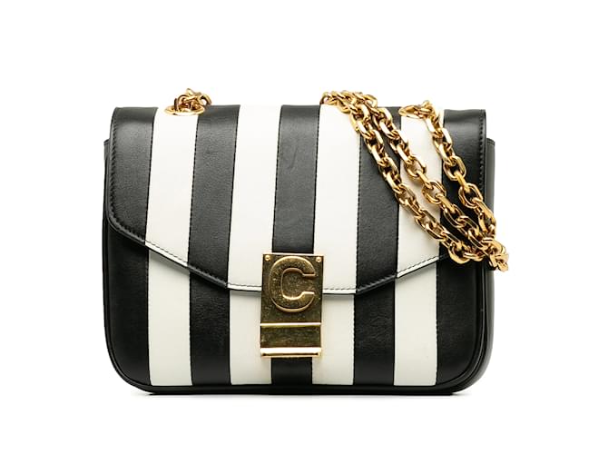 Céline Black Celine Small C Striped Leather Bag  ref.1238440