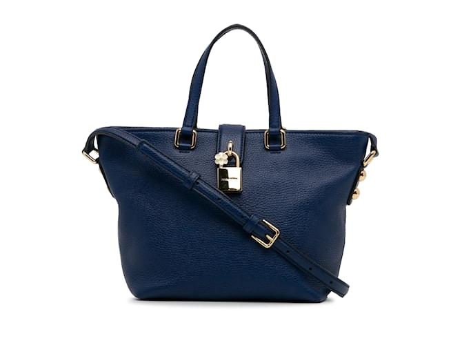 Dolce & Gabbana Bolso satchel pequeño con candado azul Dolce&Gabbana Cuero  ref.1238448