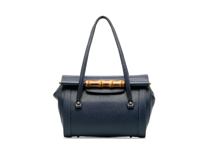 Blue Gucci Bamboo Bullet Top Handle Bag Leather  ref.1238450