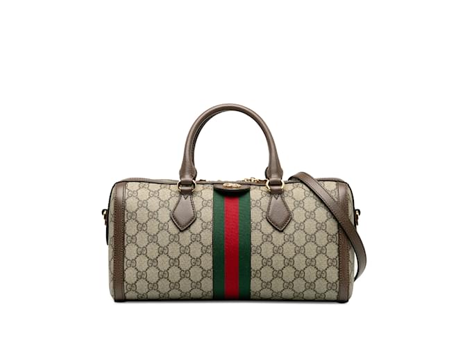 Taupefarbene Gucci GG Supreme Ophidia Web-Umhängetasche Leder  ref.1238455