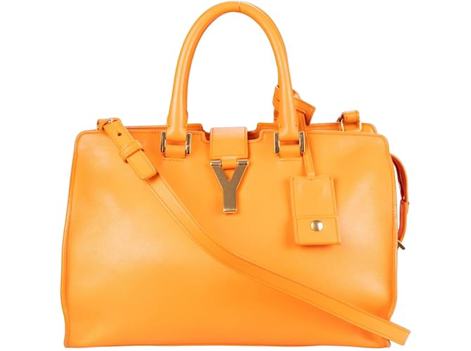 Saint Laurent Y Cabas Handtasche aus orangefarbenem Leder Leinwand  ref.1238457
