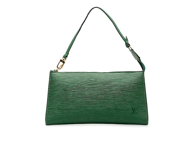 Baguette verde Louis Vuitton Epi Pochette Accesorios Cuero  ref.1238468