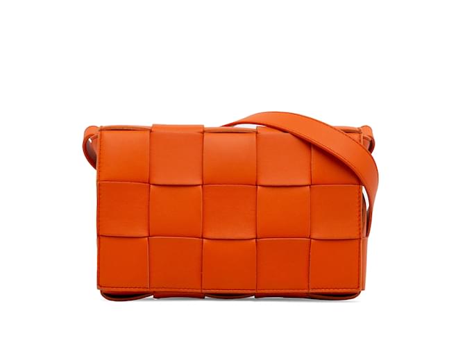 Orange Bottega Veneta Medium Intrecciato Cassette Crossbody Bag Arancione Pelle  ref.1238469