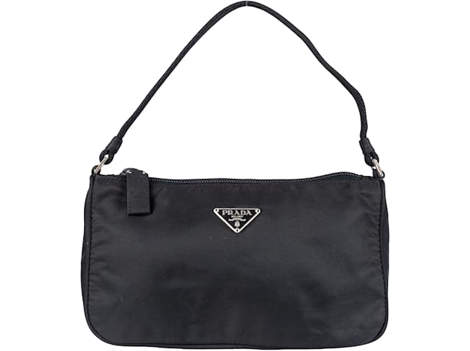 Mini sac à main triangulaire en nylon Prada Toile Noir  ref.1238477