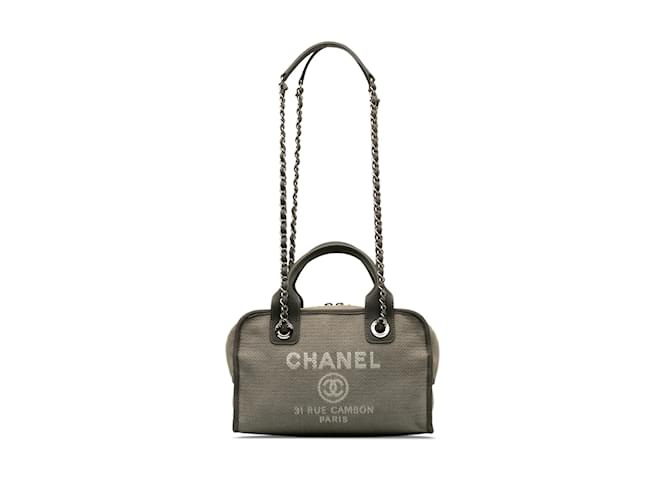Bolso bandolera pequeño gris Chanel Deauville Bowling Cuero  ref.1238495