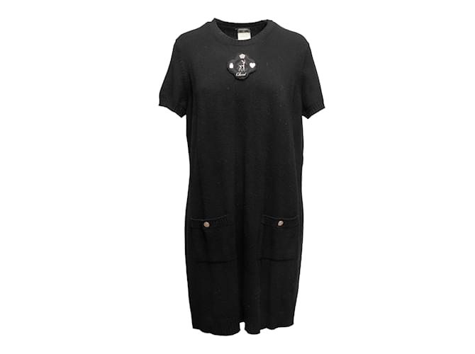 Black Chanel Fall/Winter 2009 Short Sleeve Cashmere Dress Size FR 50  ref.1238509