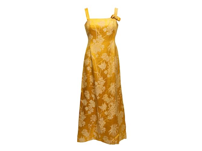 Autre Marque Vintage Yellow Branell Floral Jacquard Gown Size US M/l Synthetic  ref.1238515