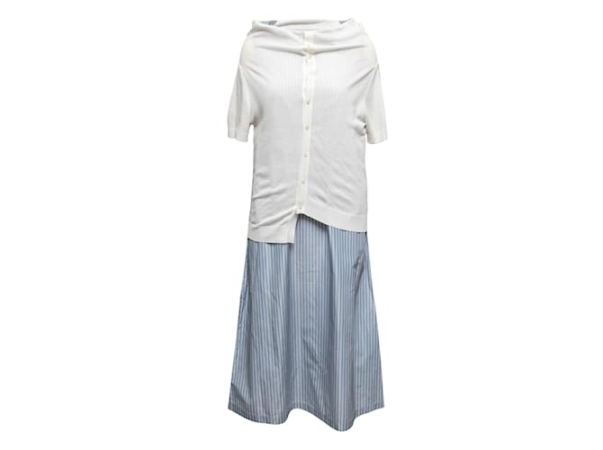 Autre Marque Robe superposée en tricot blanc et bleu clair Comme Des Garcons Taille US S Synthétique  ref.1238517