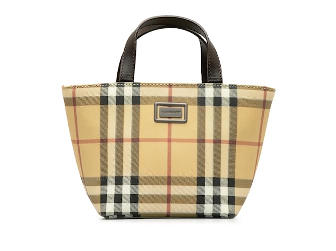 Tan Burberry Mini House Check Handbag Camel Leather  ref.1238532