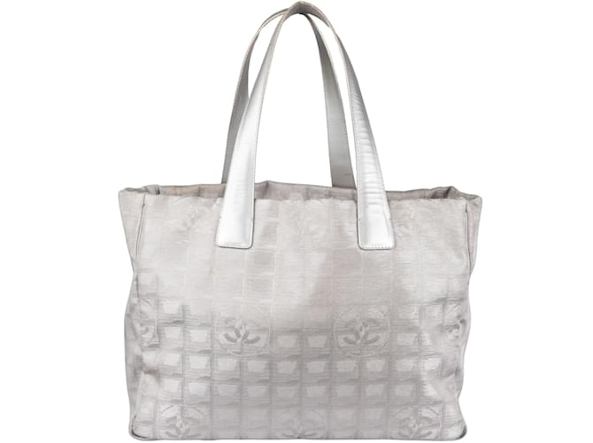 Chanel Silver Travel Line Shopper Bag Silvery Cloth  ref.1238550