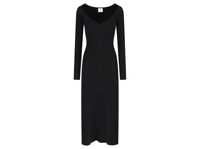 Courreges Swallow Maxikleid schwarz gerippt