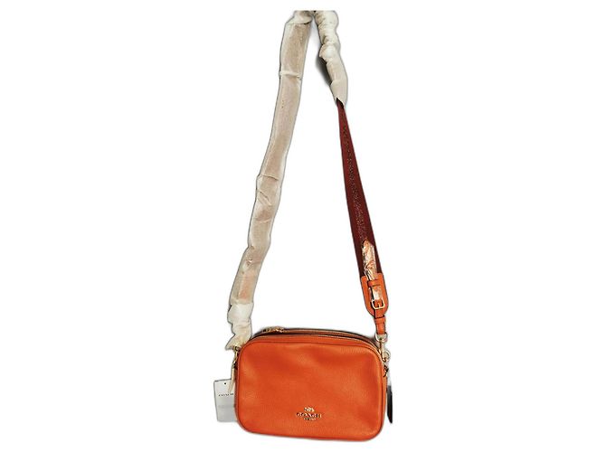 Bolsa Coach de couro marrom e bordô Laranja Bordeaux