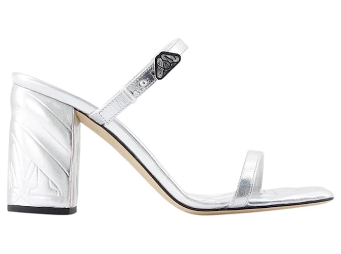 Seal Heeled Sandals - Alexander McQueen - Leather - Silver Silvery Metallic Pony-style calfskin  ref.1238564