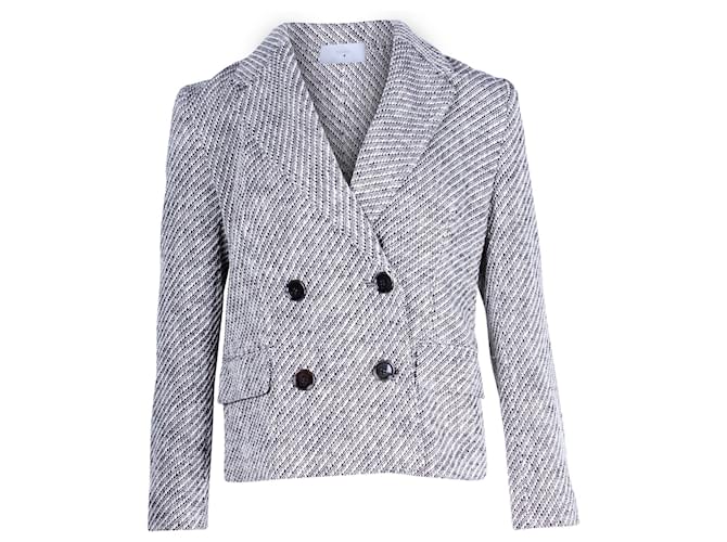 Hugo Boss Boss Double-Breasted Blazer in Black and White Polyester Wool Blend  ref.1238569