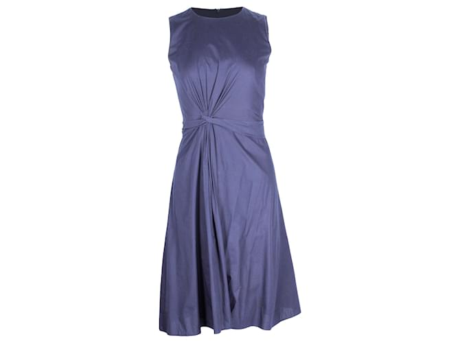 Hugo Boss Boss Digiana Front Twist A-line Dress in Navy Blue Cotton  ref.1238573