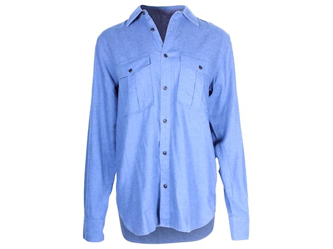 Burberry Button-Up Shirt in Blue Cotton  ref.1238574