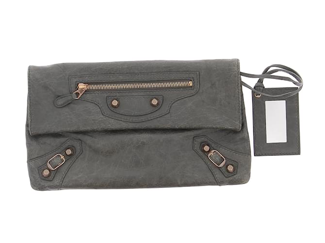 BALENCIAGA  Clutch bags T.  leather Grey  ref.1238644