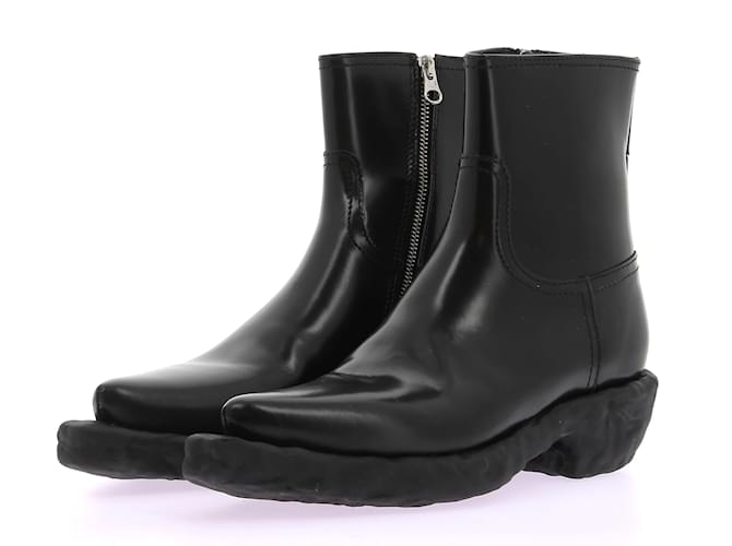 Autre Marque NON SIGNE / UNSIGNED  Ankle boots T.eu 37 leather Black  ref.1238645