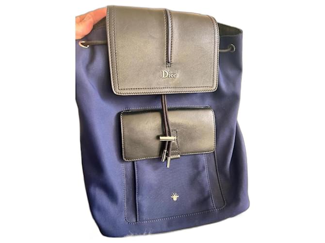 Street Chic Dior Backpacks Blue Leather  ref.1238671