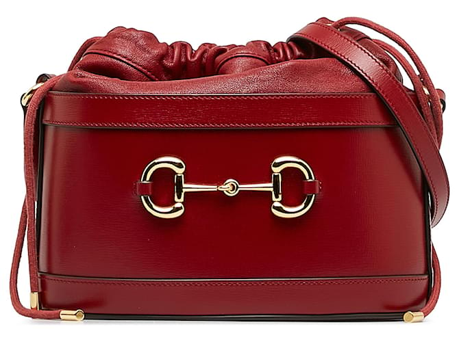 Gucci Red Horsebit 1955 Bucket bag Leather Pony-style calfskin  ref.1238681