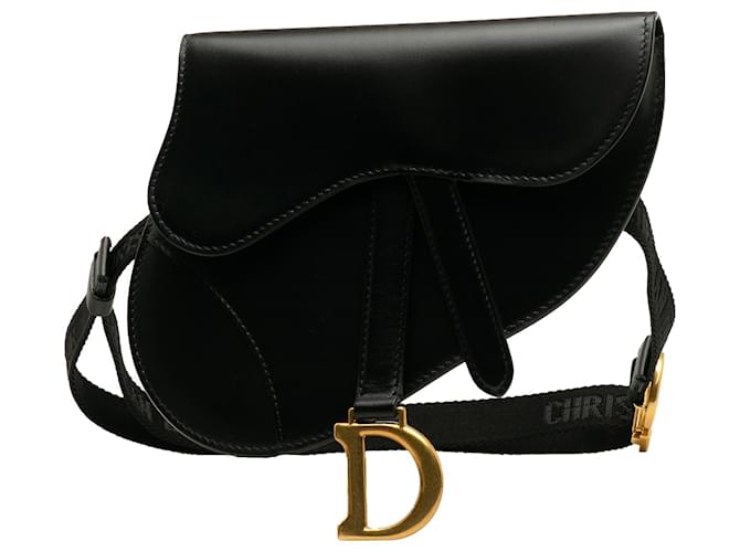Dior Black Leather Saddle Belt Bag Pony-style calfskin  ref.1238705