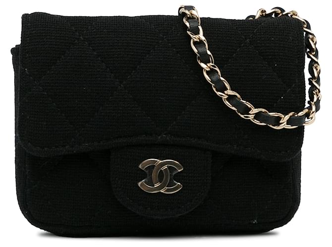 Chanel Black CC Jersey Flap Chain Belt Bag Cotton Cloth  ref.1238719